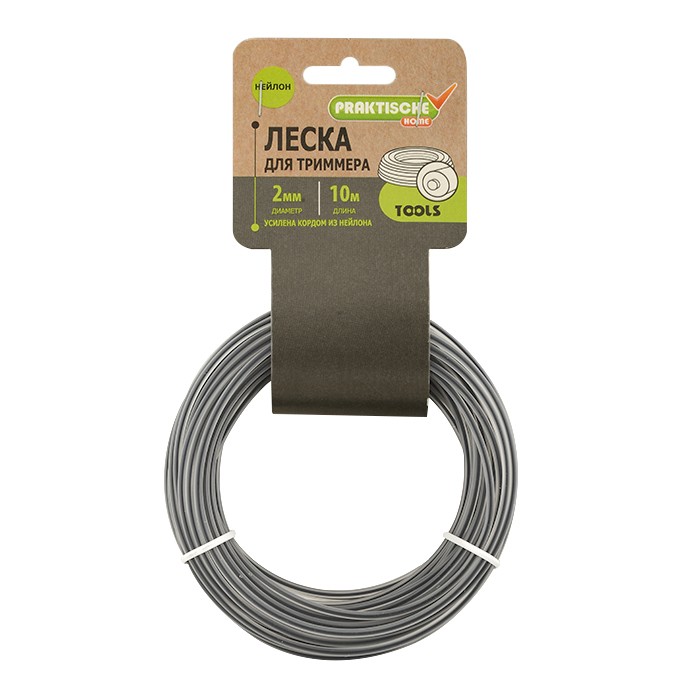Леска для триммеров круглая усиленная с сердечником d=2,0 мм L= 10 м PRAKTISCHE HOME
