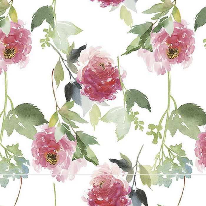 Клеенка н/ткани 1,4*20 м розы/фон белый 'Marcella' D_55 (Д)