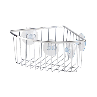 Корзинка для ванной комнаты металл угловая 18,5х18,5х10 см хром на присосках 'Cozy' CB-1