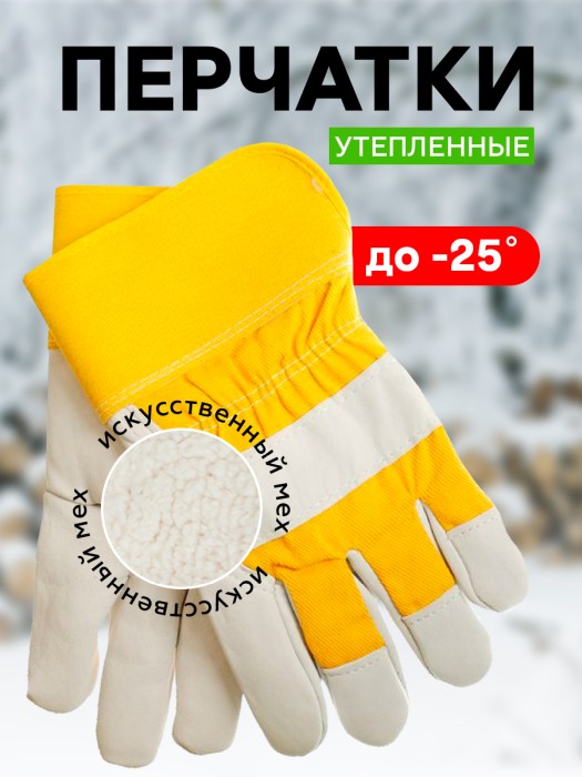 Перчатки кожаные утепленные комбинированные 'Praktische Home' G-132 с этикеткой-подвесом