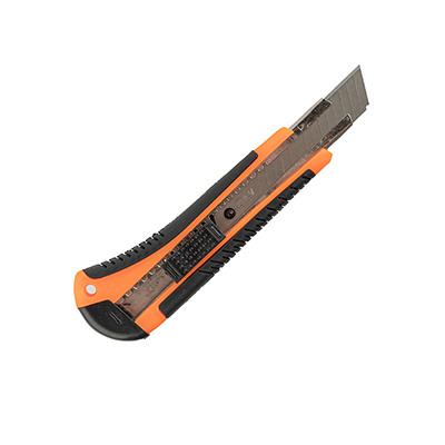 Нож строительный, авто-стоп, усиленный, двухкомпонентная ручка, 18 мм `PRAKTISCHE TOOLS` Blister