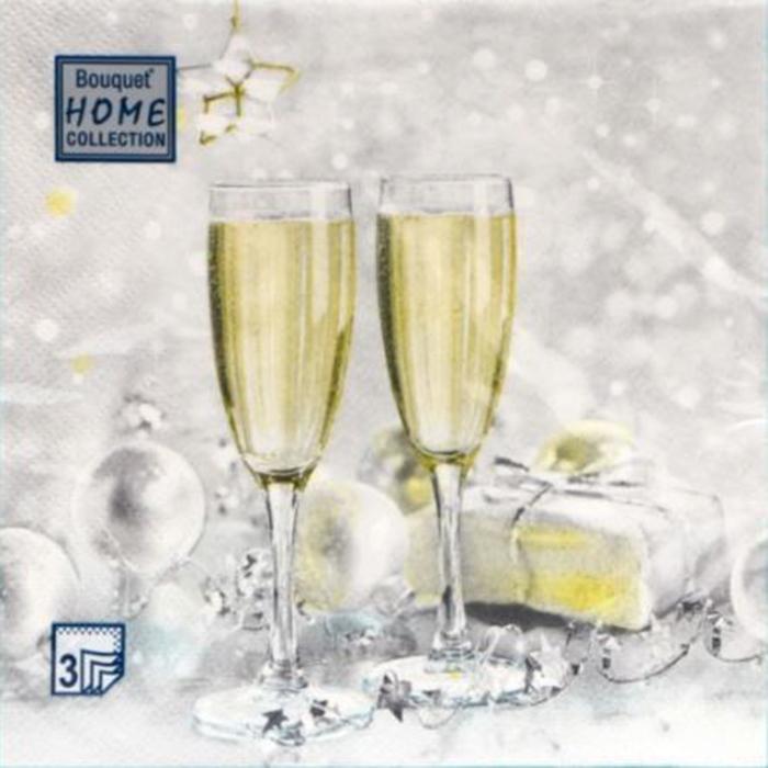 Салфетки бумаж 3 сл 33х33 см 20 шт/уп 'Брызги шампанского' (Home Collection Classic)