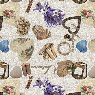 Клеенка н/ткани 1,4*20 м прованс/фон бежевый 'Marcella' B_8 (Д)