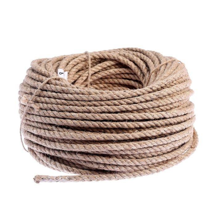Верёвка джутовая, крученая, d=8 мм, 50 м