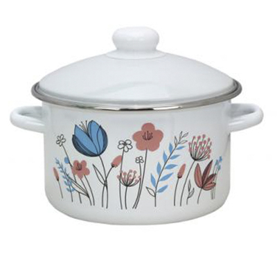 Кастрюля эмалир 3,0 л цилиндр `Цветочки` 01-Б1612/4 (Эмаль)