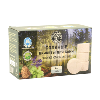 Соляной брикет 350 г 'Эффект омоложения' (пихта, кедр, лаванда, мята) (Бацькина баня)