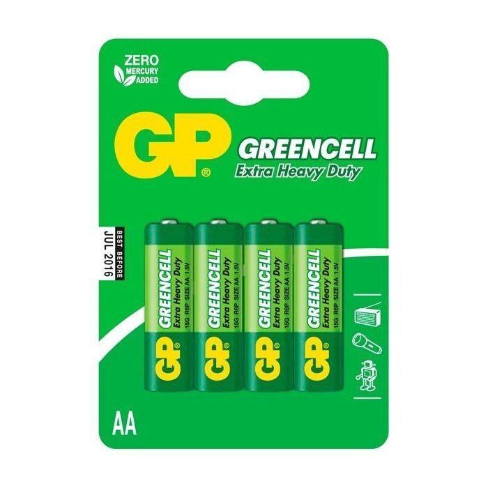 Батарейка солевая `GP` Greencell 15G-2CR4 R6/AA (блистер-4)