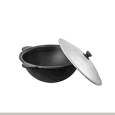 Казан чугун 8л круглое дно с алюм крышкой (УТ)