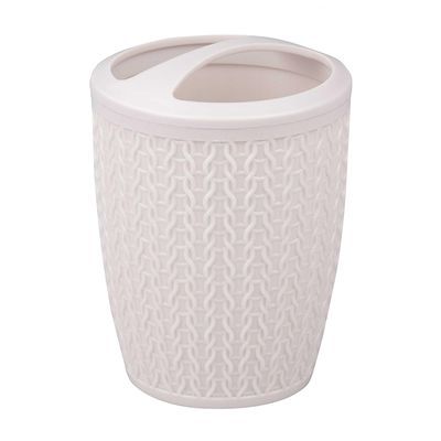 Стакан для зубных щеток с разделителем 'Вязаное плетение' белый м7120 (А)