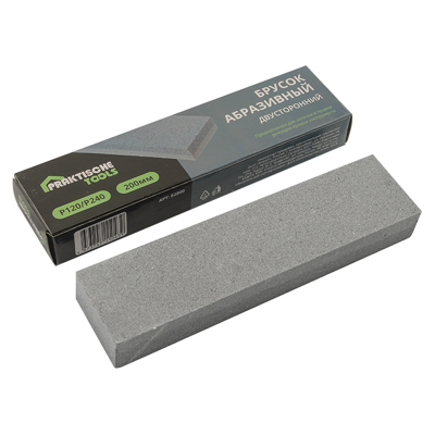 Брусок абразивный `PRAKTISCHE TOOLS`, двусторонний, P120/P240, 200 мм