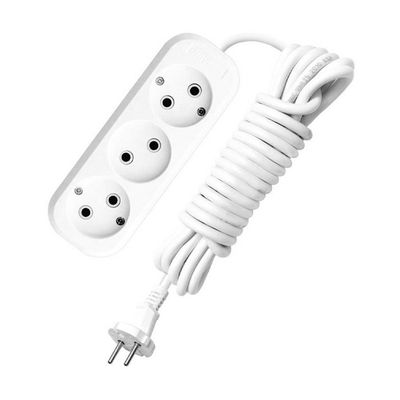 Удлинитель 3 розетки, 1,5 м, 1300 Вт, 10А,  ШВВП 2х0,5 мм², без з/к, белый 