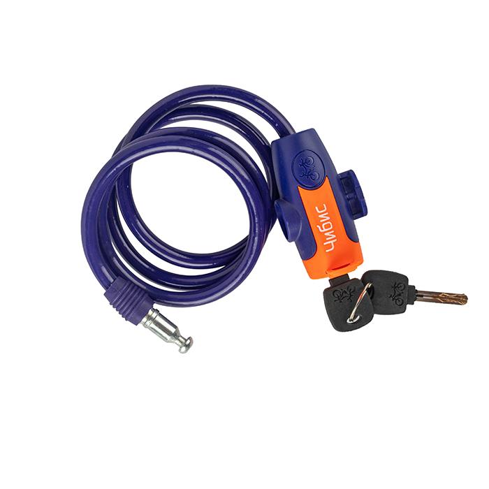 Замок навесной `ЧИБИС` PС2126-8-1000 RED  велосипедный (8*1000мм) защит. шторка, красный, 2 англ. кл.