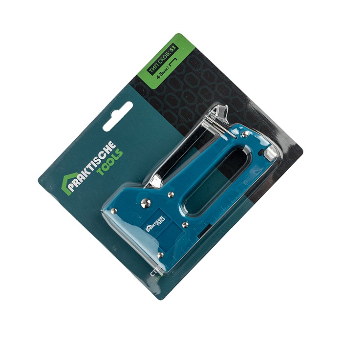 Степлер мебельный, тип скоб 53, 4 - 8 мм, пластиковый корпус `PRAKTISCHE TOOLS` Blister