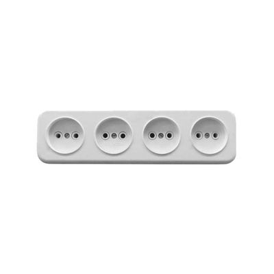Розетка 4-местная Пралеска, IP20, 16 А, 250 В, открытой установки, без шторок, б/з, белый, изолир. пластина, Минск РА16-246