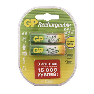 Аккумулятор `GP` Smart Energy AA, 1000 мАч (блист-2)