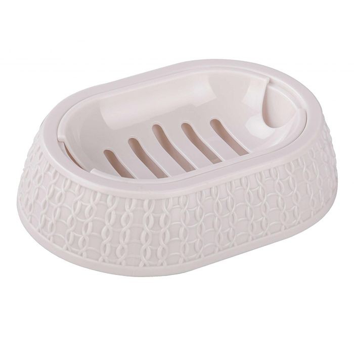 Мыльница пластик `Вязаное плетение` бежевый м6899 (А)