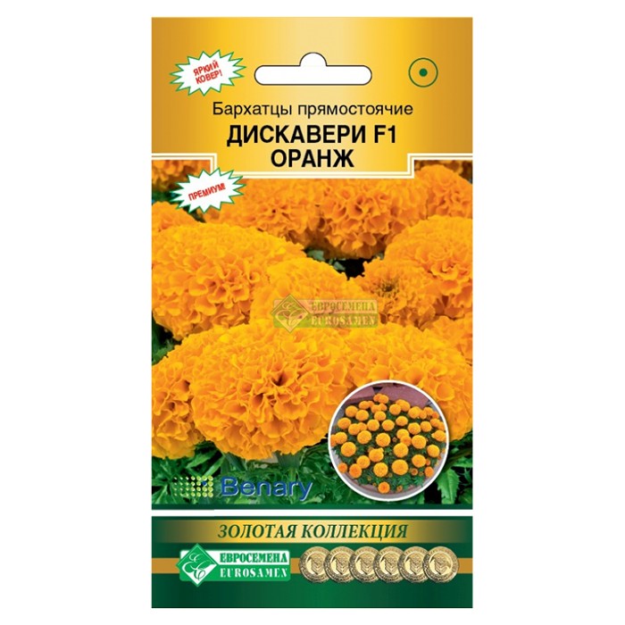 Бархатцы прямостоячие Дискавери F1 Оранж, 10 шт (ЕС)