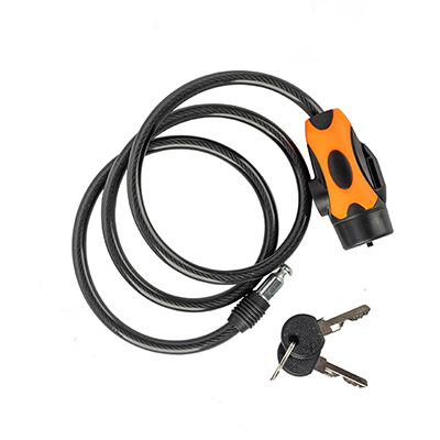 Замок навесной `ЧИБИС` PС2126-8-1000 BLACK  велосипедный (8*1000мм) защит. шторка, черный, 2 англ. кл. 