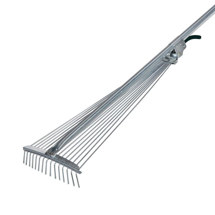 Грабли Веерные 16-зубые проволочные с черенком раздвижные с метал.фиксатором