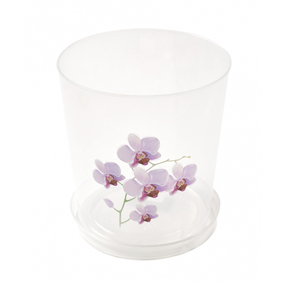 Кашпо пласт для орхидей 1,2 л d=125 мм h=150 мм с поддоном прозрачное м1603 (А)
