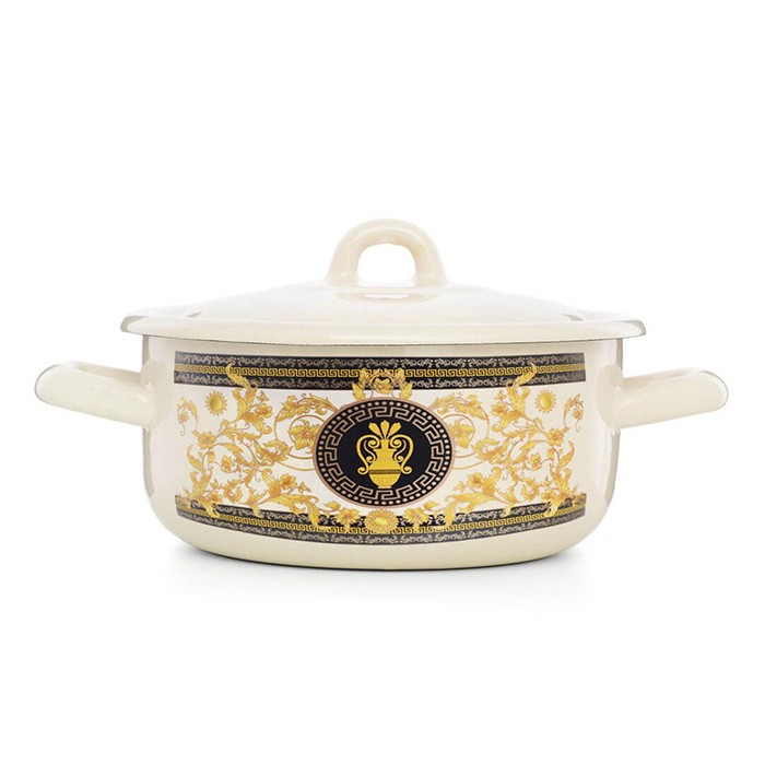 Кастрюля эмалир 1,45 л цилиндр `Греческий узор` ЭТ-72517 (Эстет)