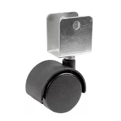 Опора колесная 40мм с П-образным кронштейном черная  [уп. 10шт].