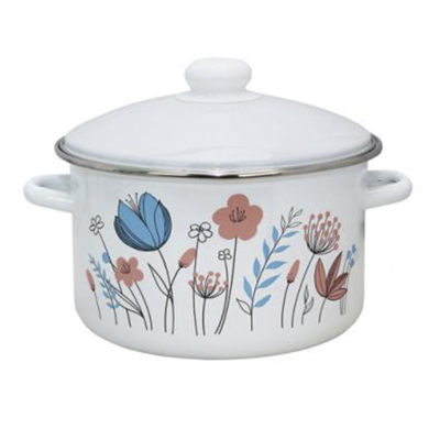 Кастрюля эмалир 4,0 л цилиндр `Цветочки` 01-Б1614/4 (Эмаль)