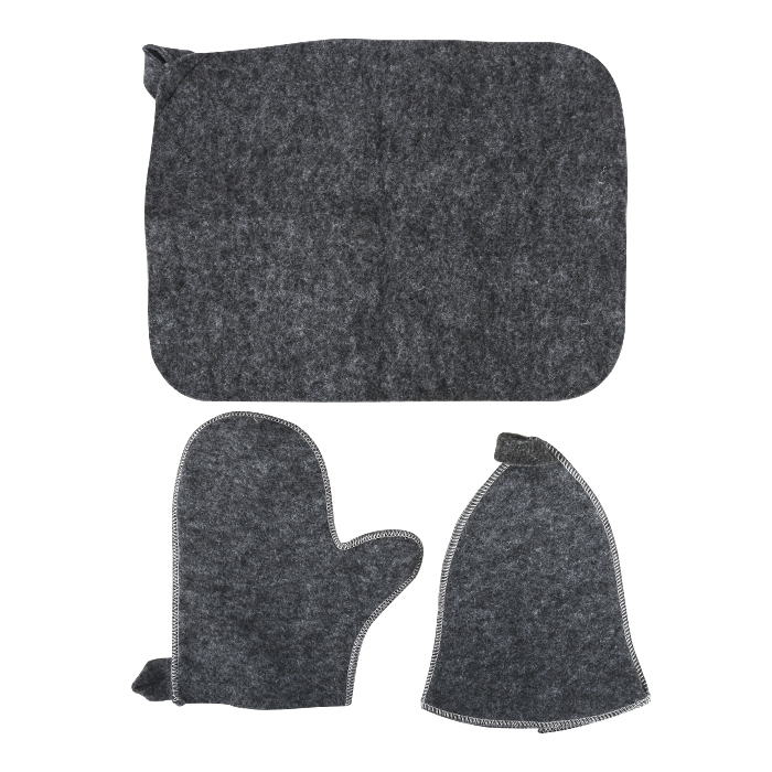 Набор д/бани 3-х пр 'Classic gray' (Шапка, рукавица, коврик) (Бацькина баня)