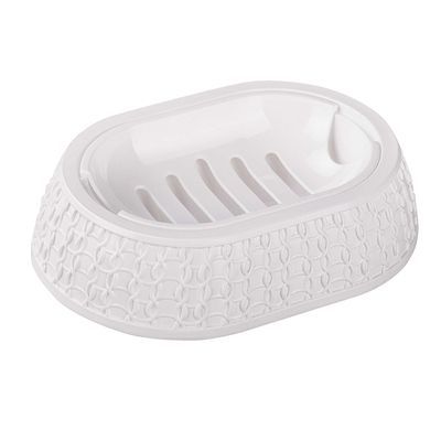 Мыльница пластик `Вязаное плетение` белый м6887 (А)