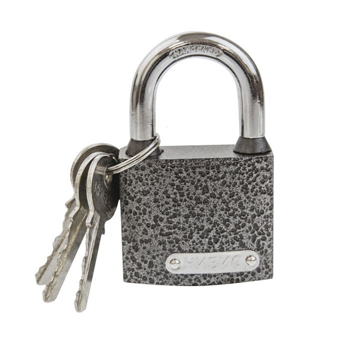 Замок навесной `ЧИБИС` CRS365 50 мм сталь,полимер покр,закал дуж (d=9) ,рез кольца,3 англ кл,в кор