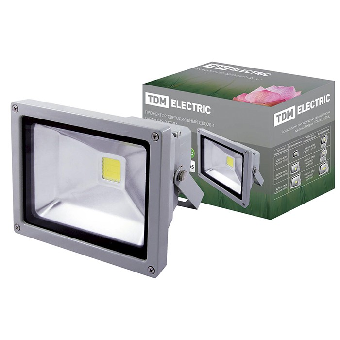 Прожектор светодиодный СДО-04-020Н-Д, IP65, 20 Вт, 6500 К, с датчиком, черный, "Народный"SQ0336-0202