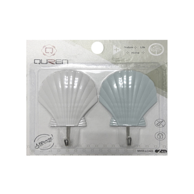 Крючок самоклеящийся `SANBERG` пластик РАКУШКИ комп. 2шт Blister