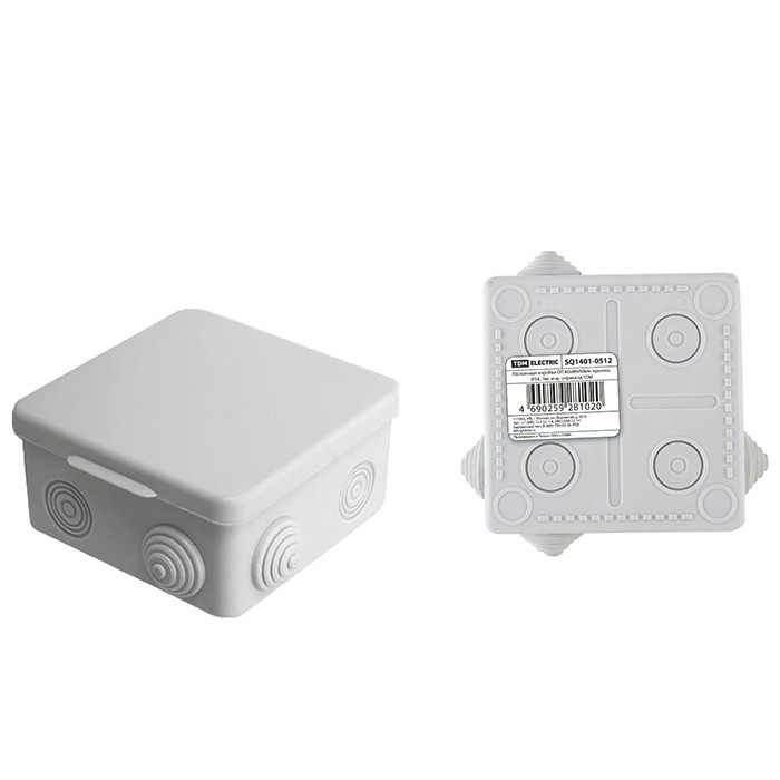 Коробка распаячная ОП, IP54, 7 вводов, 80х80х50 мм, крышка, TDM, SQ1401-0512