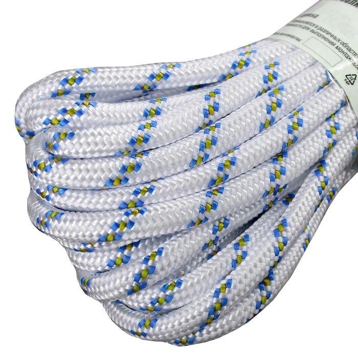 Шнур полипропиленовый, плетеный, с сердечником, 24 пр., d=12 мм, 10 м, КРАП