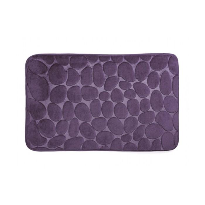 Коврик для ванной 80х50 см микрофибра фиолетовый 'Камни' S003