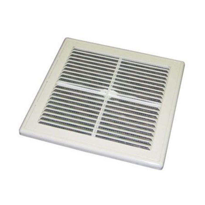 Решетка вентиляционная 190х190 (210х210) пласт,съемн рамка с сеткой (бел) (Омск)