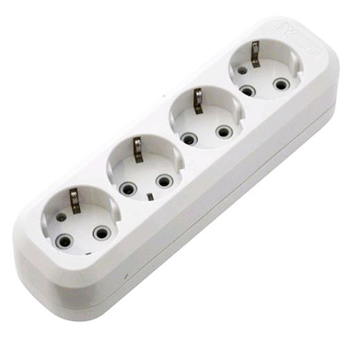 Колодка для удлинителя 4 розетки, с з/к, 16А, белый