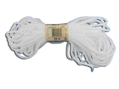 Шнур полипропиленовый, хозяйственный, вязаный, d=5 мм, 20 м, белый (Тип 5) 