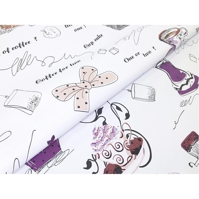 Клеенка н/ткани 1,37*20 м чаепитие/фон белый 'Print' GW-21338 (GW)