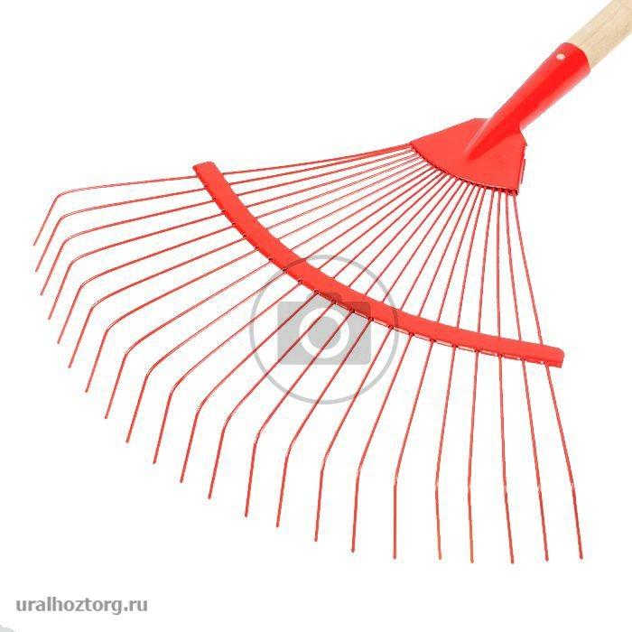 Грабли Веерные 22-зубые проволочные с черенком `Урожайная сотка` 