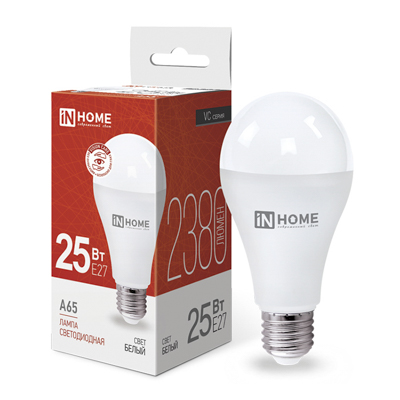 Лампа светодиодная LED-A65-VC 25Вт 230В Е27 4000К 2380Лм IN HOME