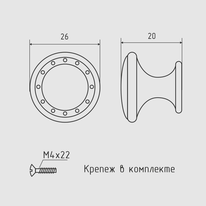 Ручка-кнопка мебельная `SANBERG` мет 282 (антик бронза) [инд. уп.] [груп.10шт]