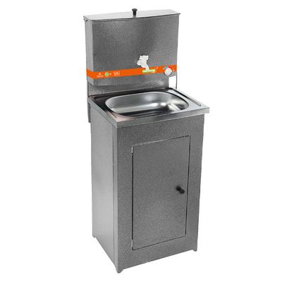 Умывальник с ЭВН 17 л  металл бак/нерж.мойка/тумба металл серебро `PRAKTISCHE HOME`