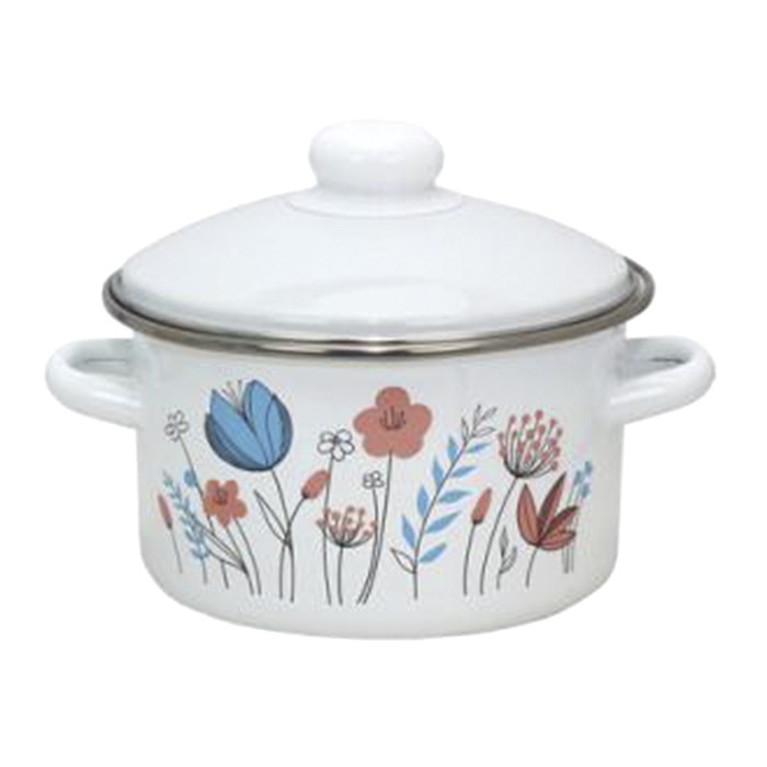 Кастрюля эмалир 2,0 л цилиндр `Цветочки` 01-1610/4 (Эмаль)