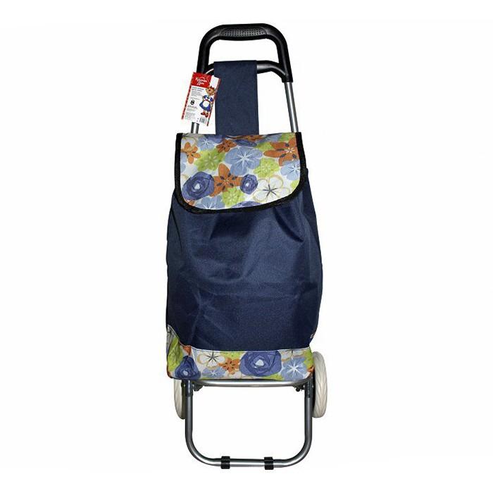 Сумка-тележка "Кошкин дом" max вес 30 кг 2 колеса d=14,5 см синие цветы