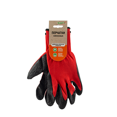 Перчатки нейлон облив рифленый латекс 'Praktische Home' G-106 с этикеткой-подвесом
