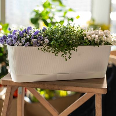 Ящик балконный  6,0 л 400x170 мм h=130 мм 'Прованс' с поддоном белый (5Пл)