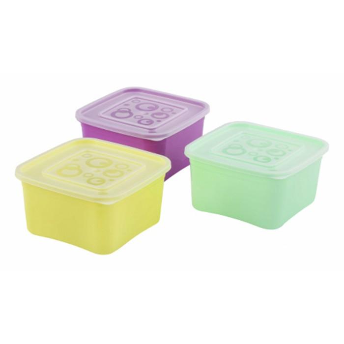 Набор контейнеров для свч и хранения продуктов 3 шт (1/1/1 л) квадратные м7476 (А)