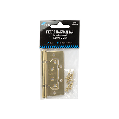Петля без врезки 100х75х2-2ВВ `ЧИБИС` (матов золото)