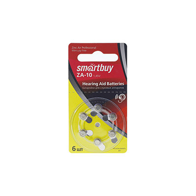 Батарейка для слуховых аппаратов Smartbuy A10 (блист-6)